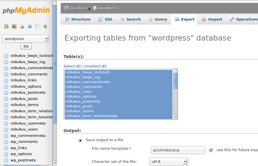 export-database